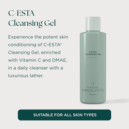Marini SkinSolutions C-ESTA Cleansing Gel - Vitamin C Face Cleanser with DMAE - Cruelty Free - Made in the USA - 6 fl oz