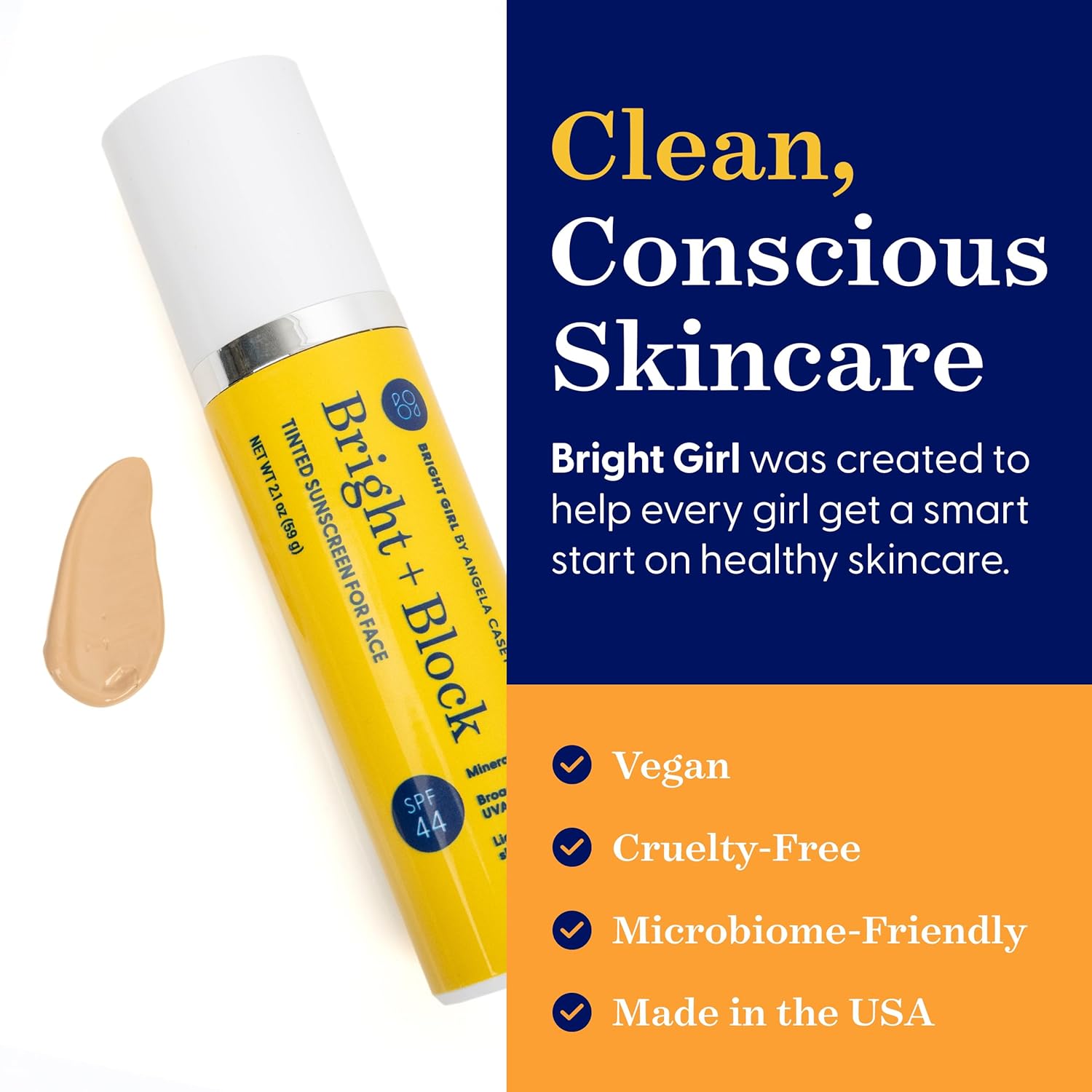 Bright+Block SPF 44 Tinted Mineral Sunscreen Facial Skincare Gentle Hydrating Comfort Titanium Hyaluronic Sensitive Skin