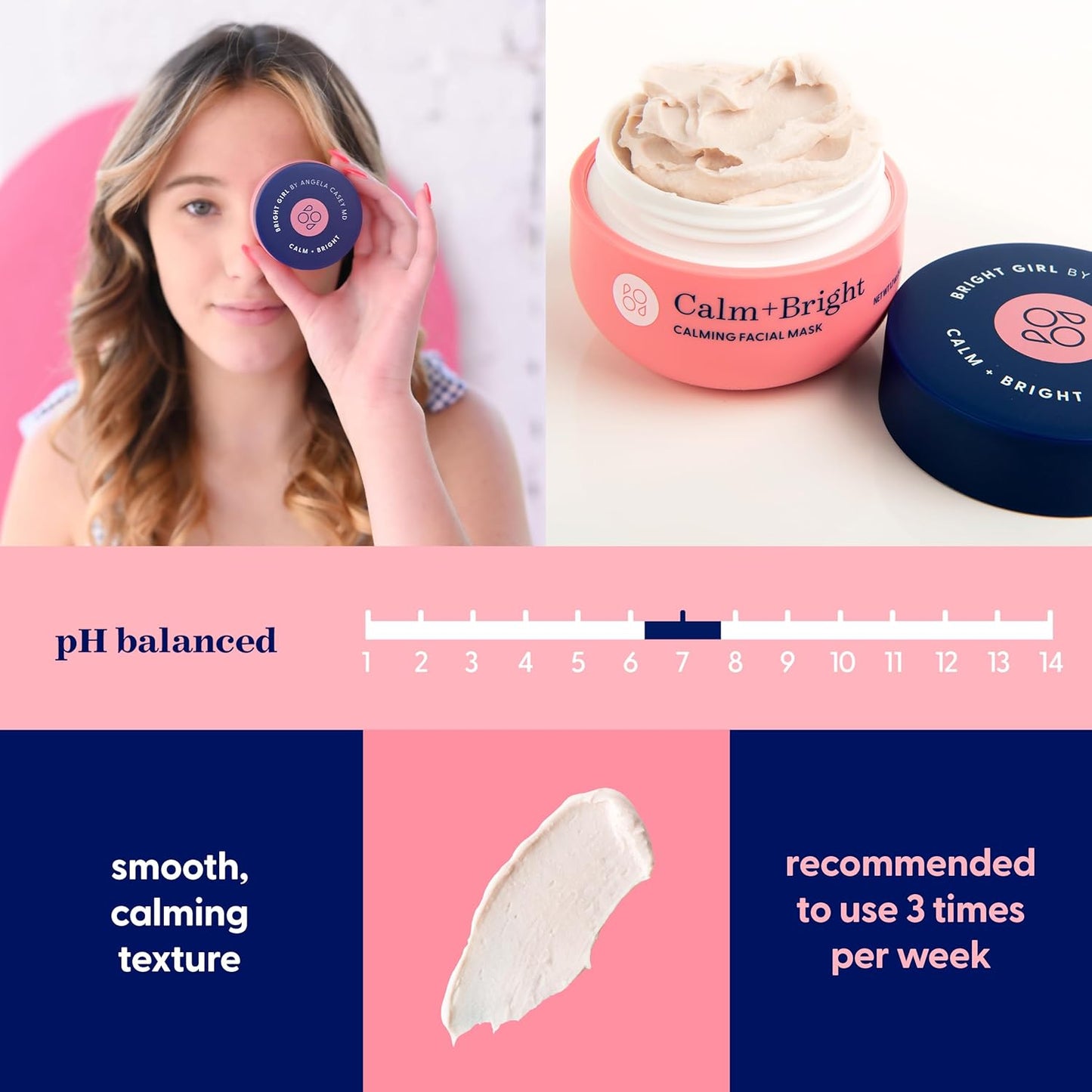 Calm+Bright Facial Mask for Teens - Soothing, Non-Drying, pH-Balanced Skincare by Dr. Angela Casey Sensitive Calming Gentle Radiant