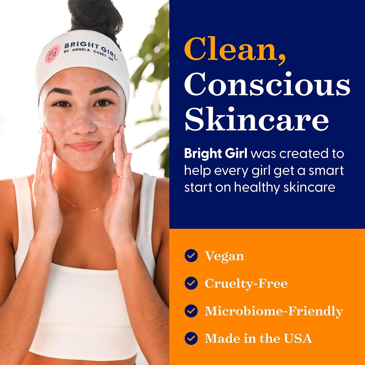 Bright+Clean Gel Facial Cleanser for Sensitive Teen Skin - Gentle pH Balanced Face Wash with Aloe Allantoin Coconut Oil, Clean 6.7oz